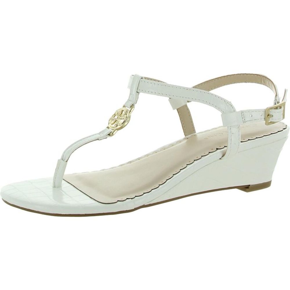 Charter Club Womens Palerrmo White Thong Ankle Strap Wedge Sandals Shoes NWT
